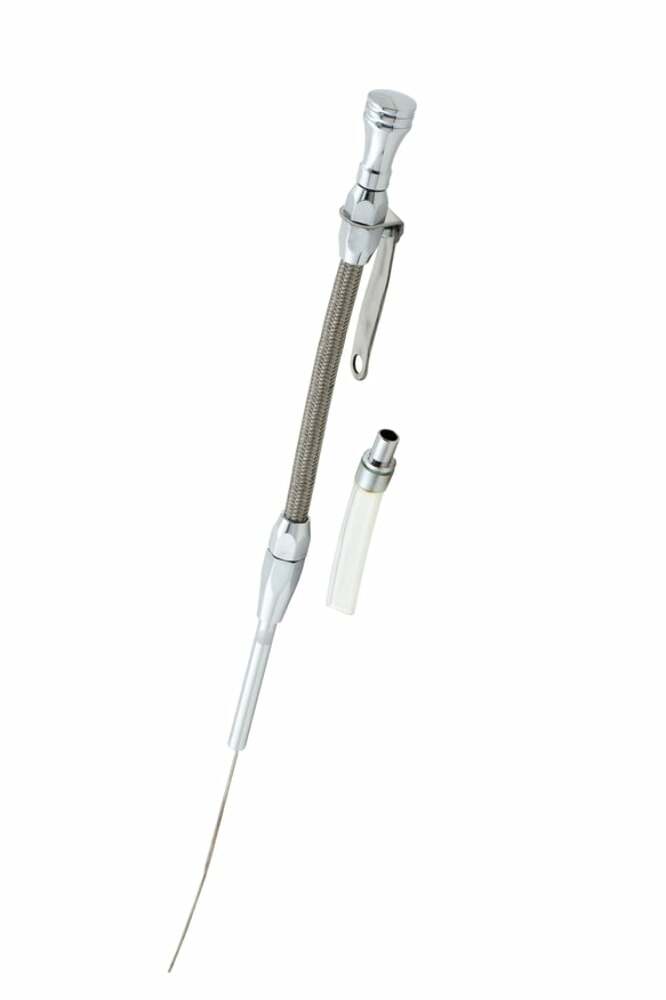 Mr. Gasket engine oil dipstick and tube braided stainless steel Chevy polished aluminum 9705G