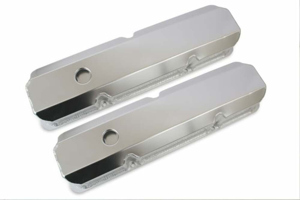 Mr. Gasket fabricated aluminum valve covers silver finish Ford black 6872G