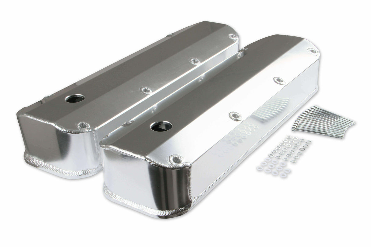 Mr. Gasket fabricated aluminum valve covers silver finish Ford black 6874G
