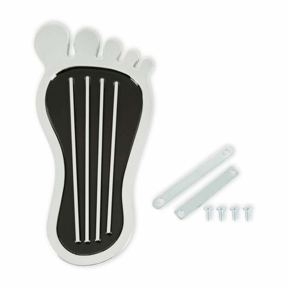 Mr. Gasket foot print gas pedal pad aluminum chrome and painted black trim 9645