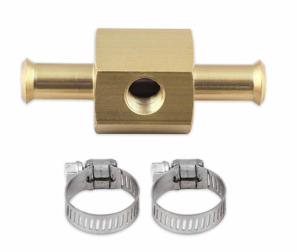 Mr. Gasket fuel block with 0 15 PSI liquid filled fuel pressure gauge 1-1/2 inch diameter black aluminum 1564