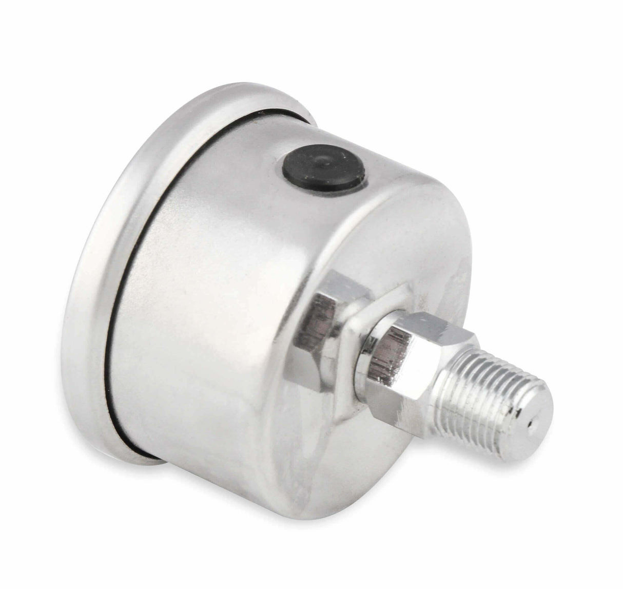 Mr. Gasket fuel block with 0 15 PSI liquid filled fuel pressure gauge 1-1/2 inch diameter black aluminum 1564
