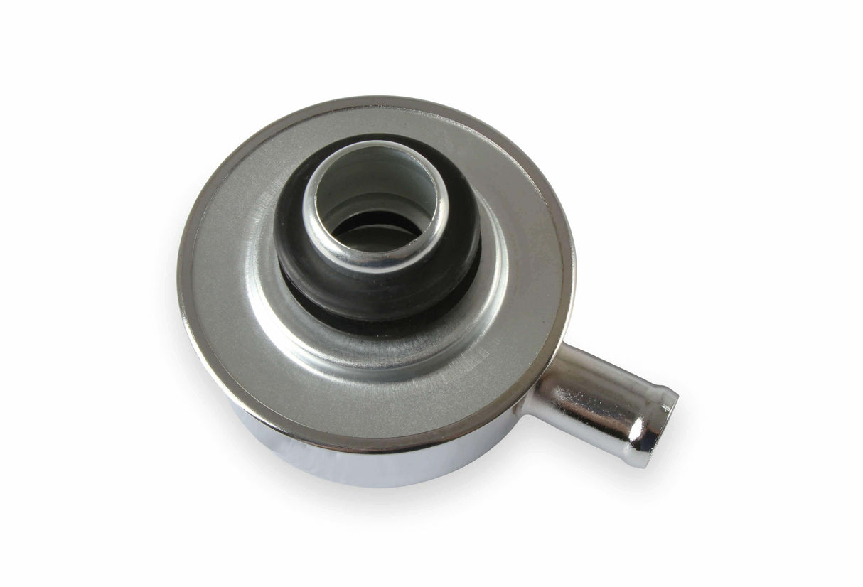 Mr. Gasket logo push in chrome valve cover breathers steel