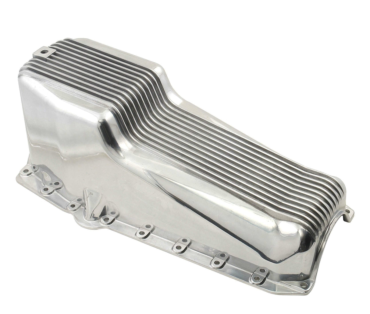 Mr. Gasket oil pan finned polished aluminum SBC Chevy 5415