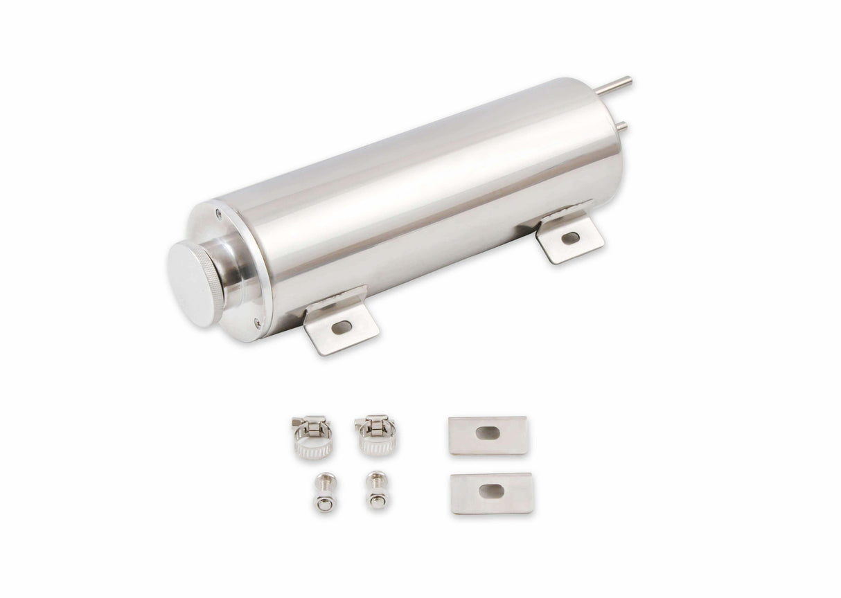 Mr. Gasket overflow tank 3 inch diameter 10 inch height polished stainless steel 9133
