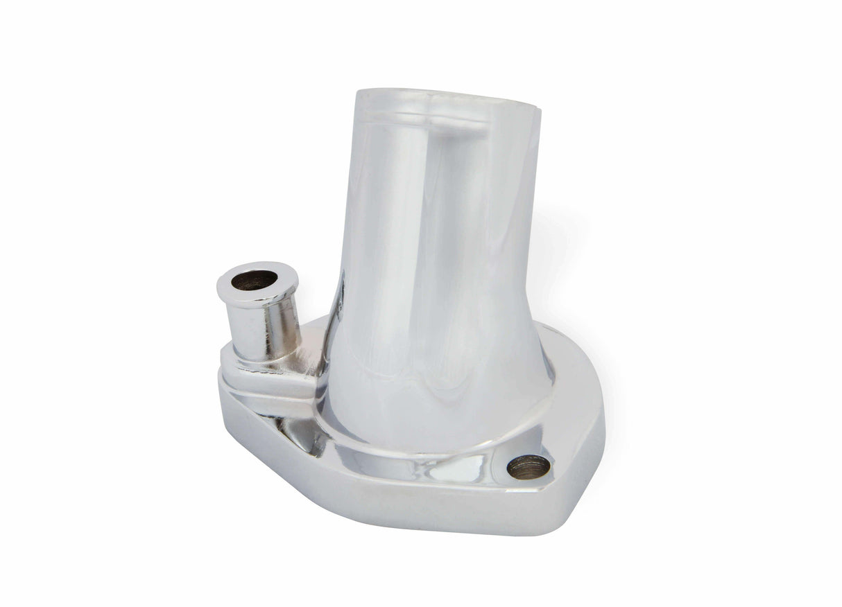 Mr. Gasket thermostat housing ; 160° fixed chrome for Ford 260 351W SBF polished aluminum 2662