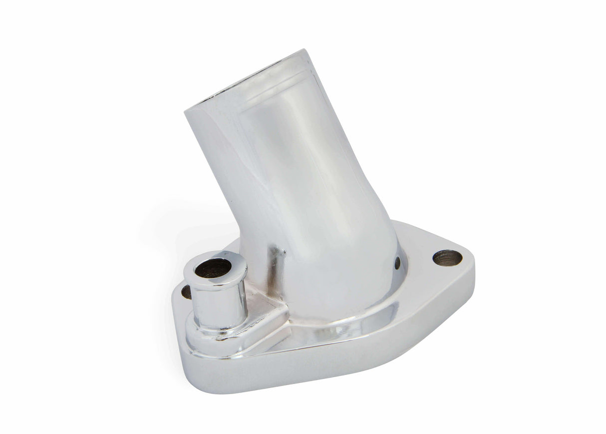 Mr. Gasket thermostat housing ; 160° fixed chrome for Ford 260 351W SBF polished aluminum 2662