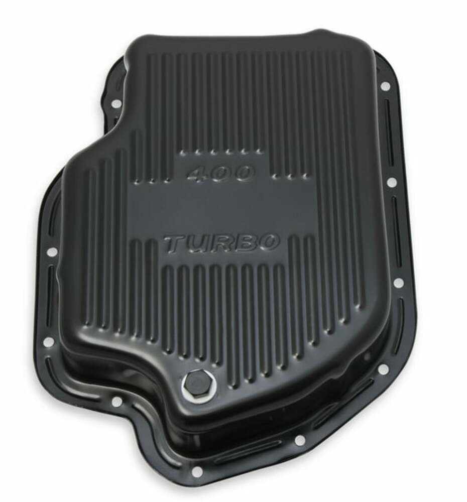 Mr. Gasket transmission oil pan black steel 9786BMRG Chevy aluminum 2493