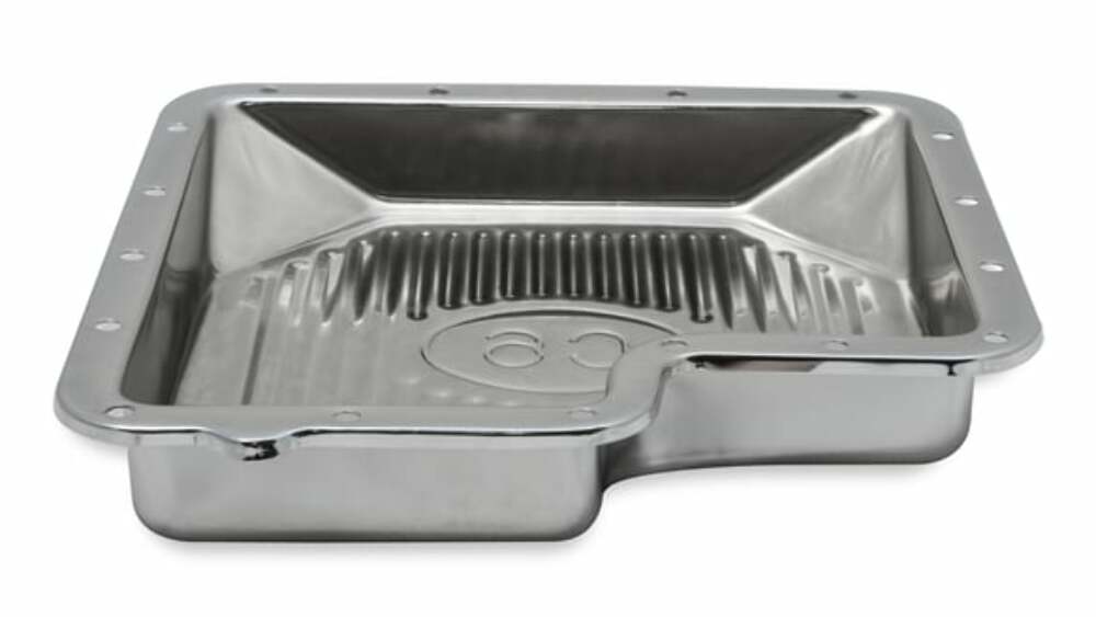 Mr. Gasket transmission oil pan chrome 9756CMRG Ford aluminum steel 2493