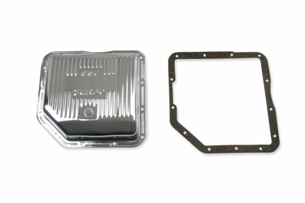 Mr. Gasket transmission oil pan chrome Chevy aluminum steel 9761
