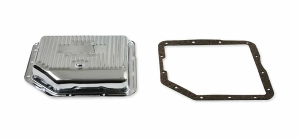 Mr. Gasket transmission oil pan chrome Chevy aluminum steel 9761