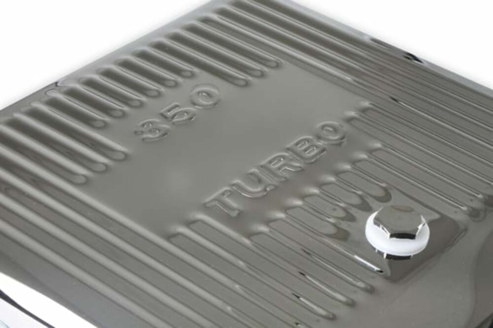Mr. Gasket transmission oil pan chrome Chevy aluminum steel 9761