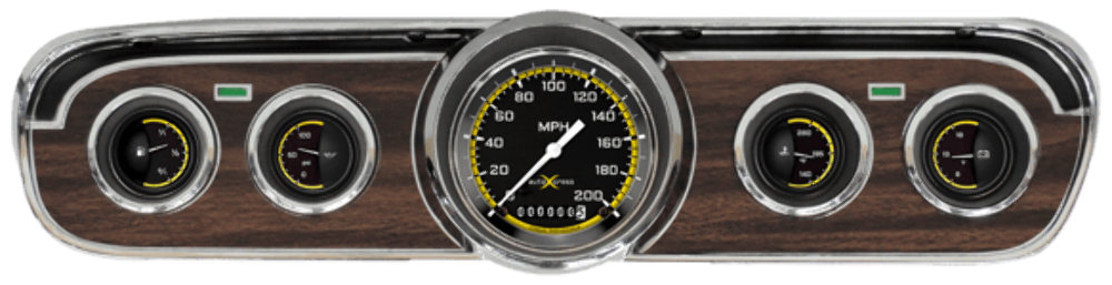 AutoCross Yellow 1965-66 Mustang Package MU65AXY00 for 1965-1966 Mustang dash gauge cluster