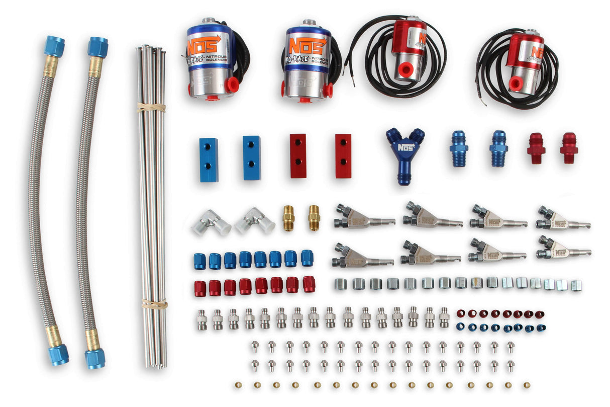 NOS pro race fogger soft plume nozzle professional kit 500 hp stainless steel blue red wet solenoid 04466NOS
