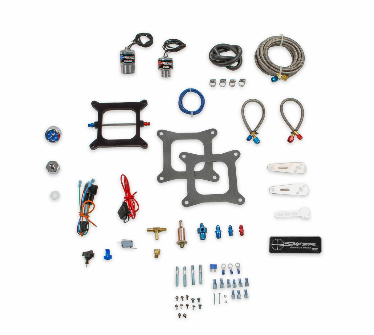 NOS sniper wet nitrous plate kit 4150 flange 150-250 HP -4AN 14 foot 10 lb single stage 07002NOS