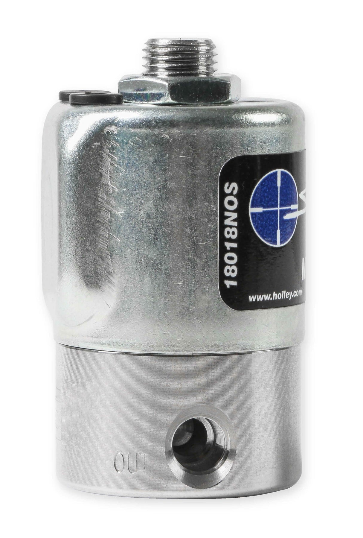 NOS sniper nitrous solenoid 250 max HP 1/4 NPT inlet 1/8 NPT outlet stainless steel black purge 18018NOS