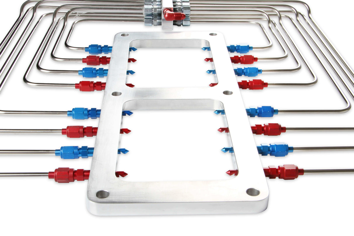 NOS blower injector plate, polished finish, red and blue plumbing - 13350-CNOS black wet