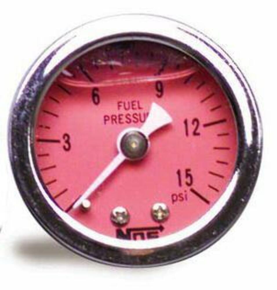 NOS fuel pressure gauge red black plate 15905NOS