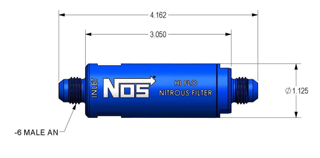 NOS in-line hi-flow nitrous filter, 6AN - blue -6AN stainless steel solenoid 15557NOS