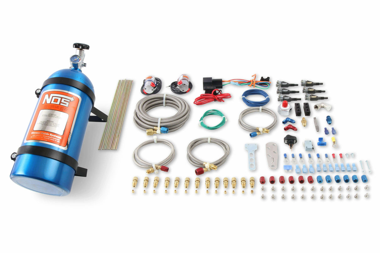 NOS sportsman fogger nitrous system - 05040-FINOS 10 lb braided hose blue wet carbureted EFI