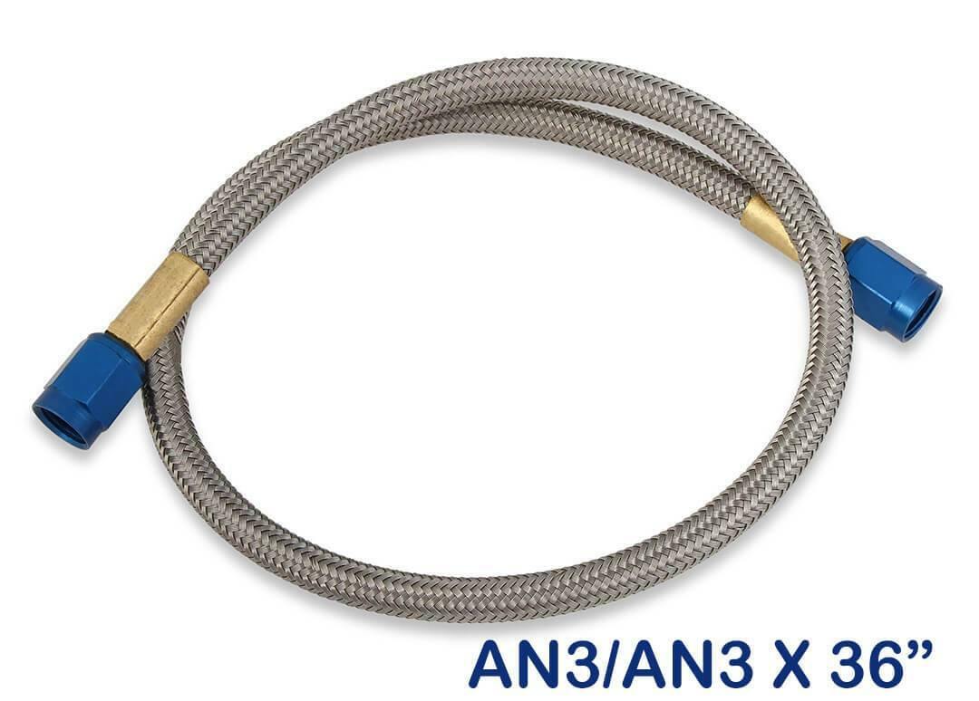 NOS stainless steel braided hose -3AN 3-foot blue 3 foot PTFE lined 15070NOS