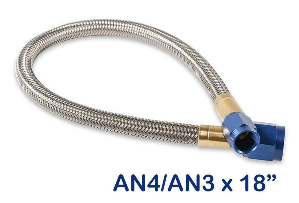 t NOS Stainless Steel Braided Hose -4AN to -3AN 18 Blue - 15345NOS NOS
