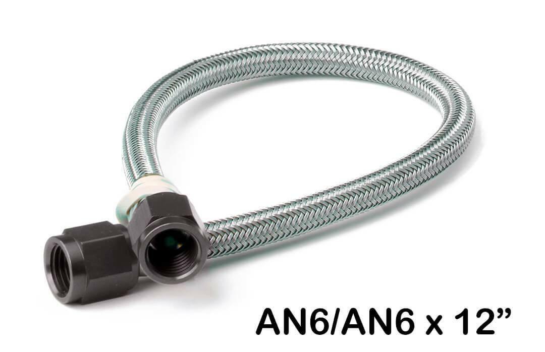 NOS stainless steel braided hose with black fittings 6AN 1foot length 15400BNOS -6AN 1 foot PTFE lined 2493