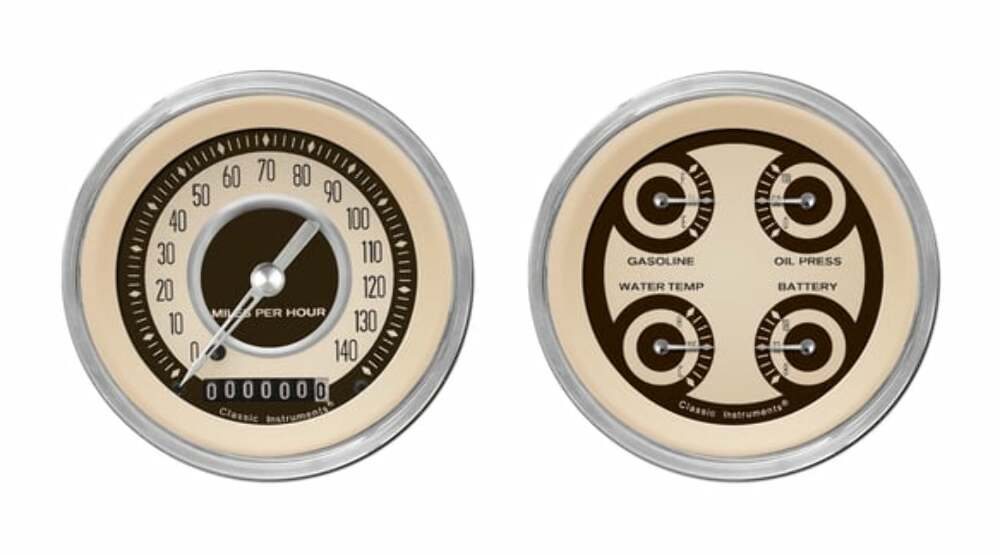 Classic Instruments analog dash gauge set black