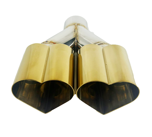2.5" ID/4" OUT/10" Dual Heart Shape Exhaust Tip Gold NT-HEART-2DGD