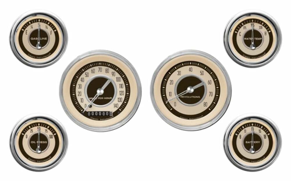 Classic Instruments analog dash gauge set black