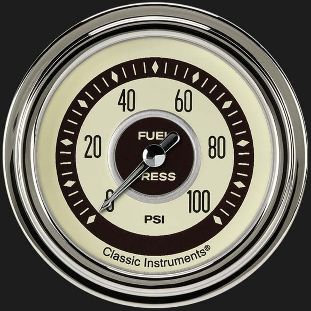 t Nostalgia VT 2 5/8" Fuel Pressure Gauge, 100 psi NT346SLC Classic Instruments