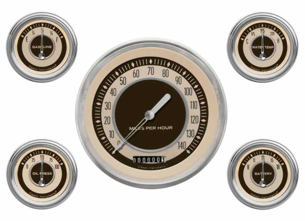 Classic Instruments analog dash gauge set black