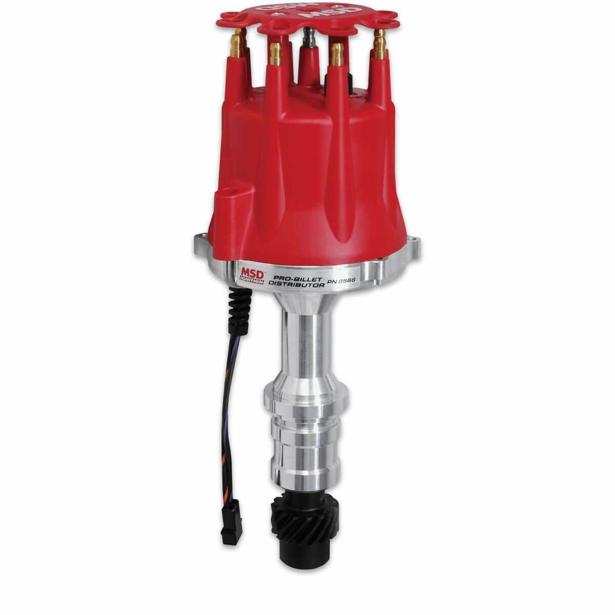 MSD ignition distributor red polished aluminum steel 8566