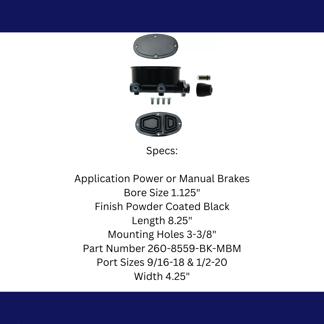 Oval Black Aluminum Black Master Cylinder (Disc/ Disc) 260-8559-BK- Brakes MBM