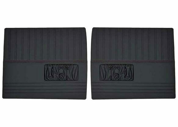 1947-54 Truck Custom Sport Door Panels-Black With Red Stitching QDP0054RED