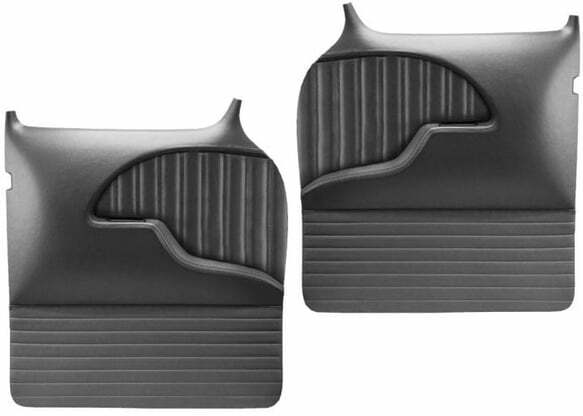 1959 3B Custom Sport Door Panels-Flat Black/Red Stitch-Pair QDP059FRED