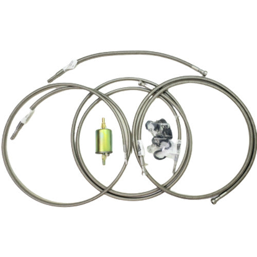 Fits 01-03 GM 2500HD / 3500, Ext Cab; Gas; Complete Fuel line-Braided FFF0019SS
