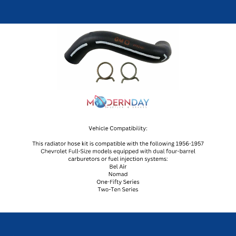 radiator hose kit fits 1956-1957 Chevy Full Size upper RHK006 Shafer's Classic Reproductions