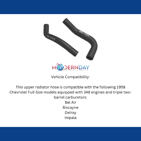 radiator hose kit fits 1958 Chevy Full Size 348 engine upper RHK403 Shafer's Classic Reproductions