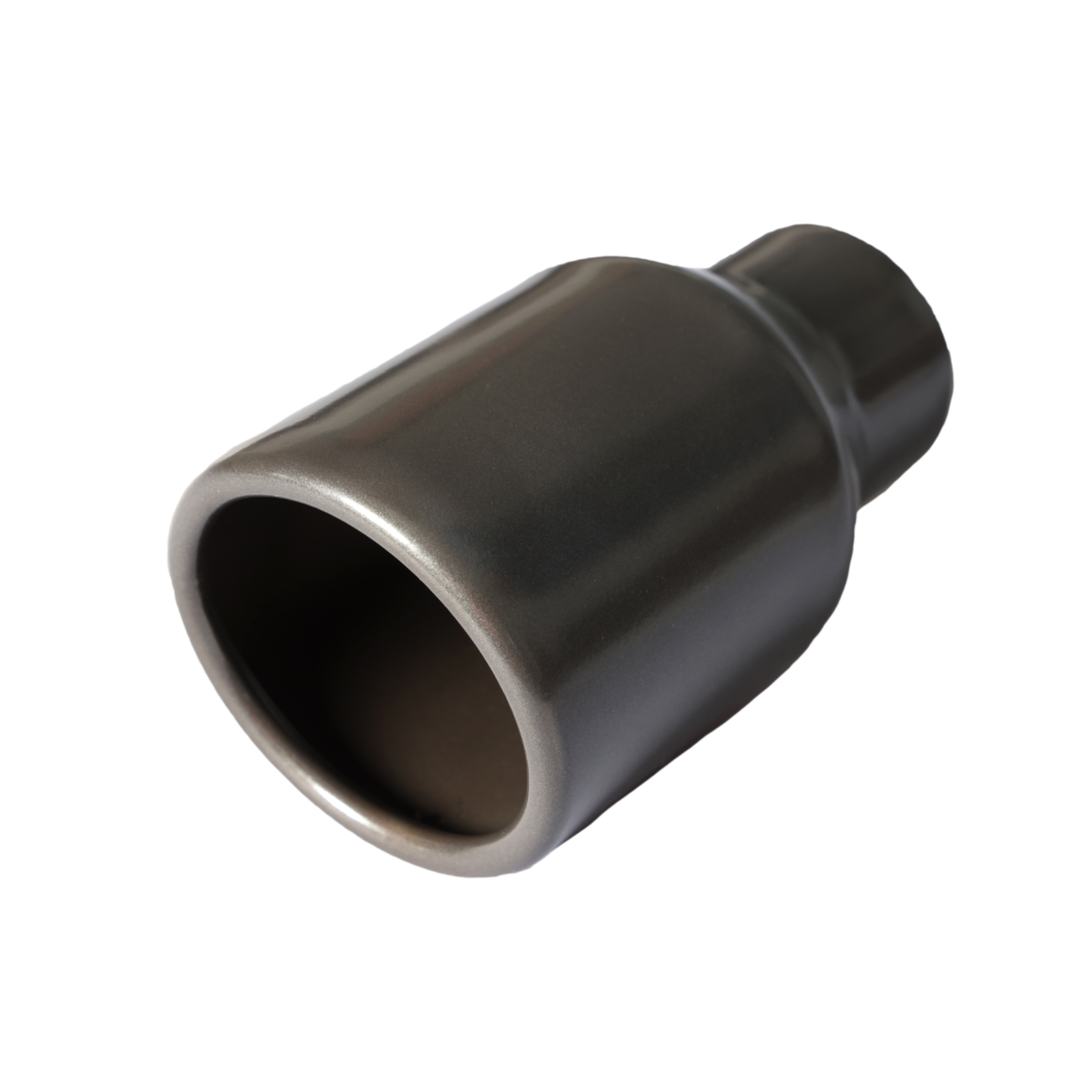 t Rolled Edge Slant Cut Stainless Steel Tip Powered Coated Gun Metal Grey-T819GY Modern Day Muffler and Brakes
