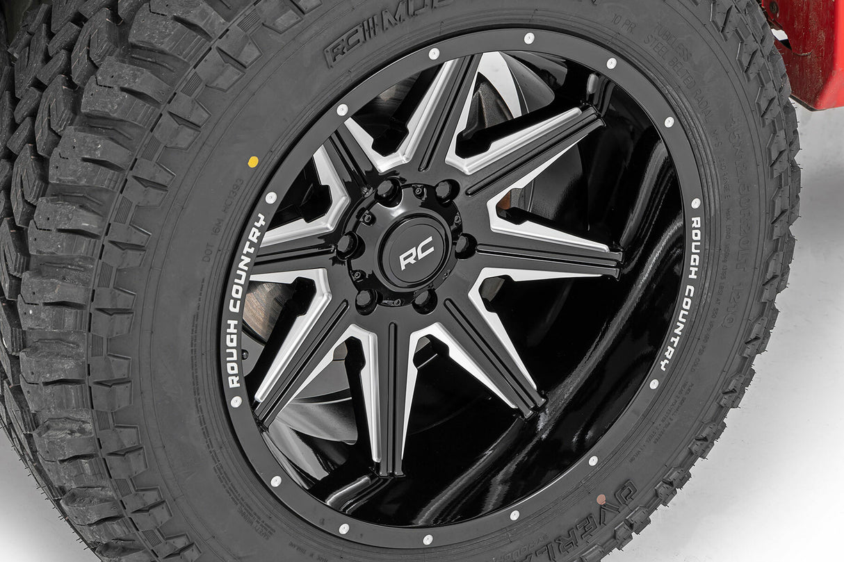Rough Country 91M Series Wheel; One-Piece; Black; 20x12; 6x5.5; -44mm 91201212M
