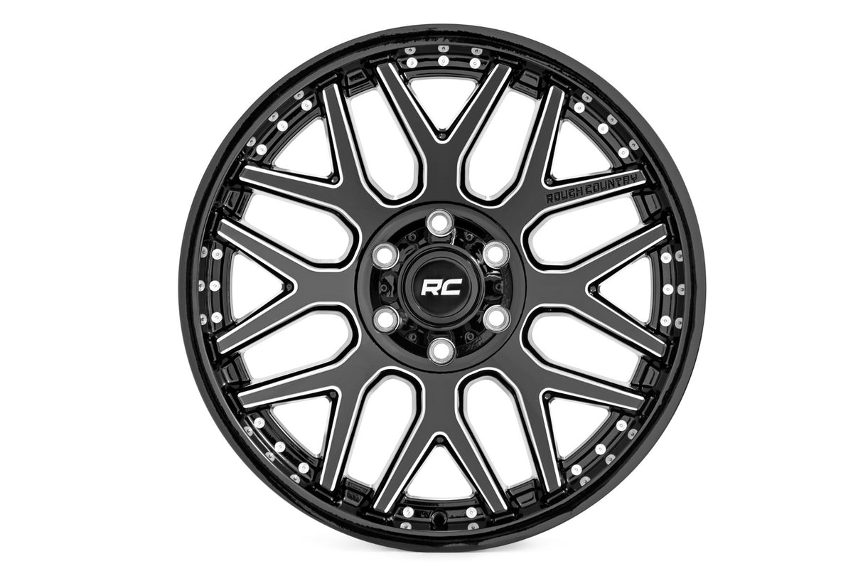 Rough Country 95 Series Wheel Machined Black 20x10 8x170 -19mm 95201011M