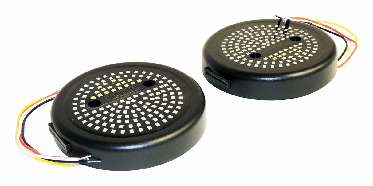 RT Off-Road 5 Round LED Tail Light Kit - RT28099 fits Jeep CJ5/CJ6/CJ7/CJ8 black steel plastic bolt-on