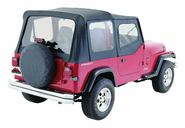 RT Off-Road replacement soft top fits 1988-1995 Jeep Wrangler black fabric upper door skins RT10015