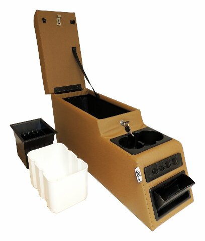 RT Off-Road Locking Center Console - RT27010 fits 1976-1983 Jeep CJ5, 1976-1986 Jeep CJ7, 1981-1986 Jeep CJ8 spice plastic fabric