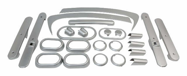 RT Off-Road interior accent kit fits 2007-2010 Jeep Wrangler JK Wrangler w brushed silver plastic RT27032