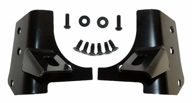 RT Off-Road windshield light mount bracket set fits 1997-2006 Jeep Wrangler black metal powder coat bolt-on includes hardware RT28001