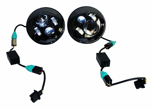 RT Off-Road LED Headlight Kit - RT28104 fits 1997-2018 Jeep Wrangler black aluminum plastic no cutting
