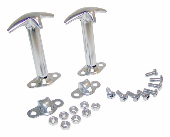 RT Off-Road Hood Catch Kit - RT34011 fits 1941-1945 Willys MB, 1945-1949 Willys CJ2A, 1948-1953 Jeep CJ3 CJ-3A stainless steel polished no cutting