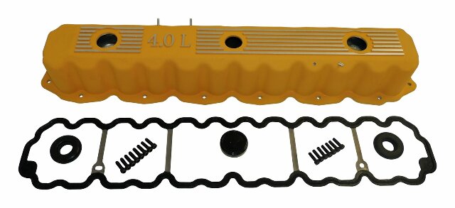 RT Off-Road Valve Cover Kit - RT35003 fits 1993-2001 Jeep Cherokee, 1993-2004 Jeep Wrangler, 1993-2004 Jeep Grand Cherokee yellow steel aluminum powder coat